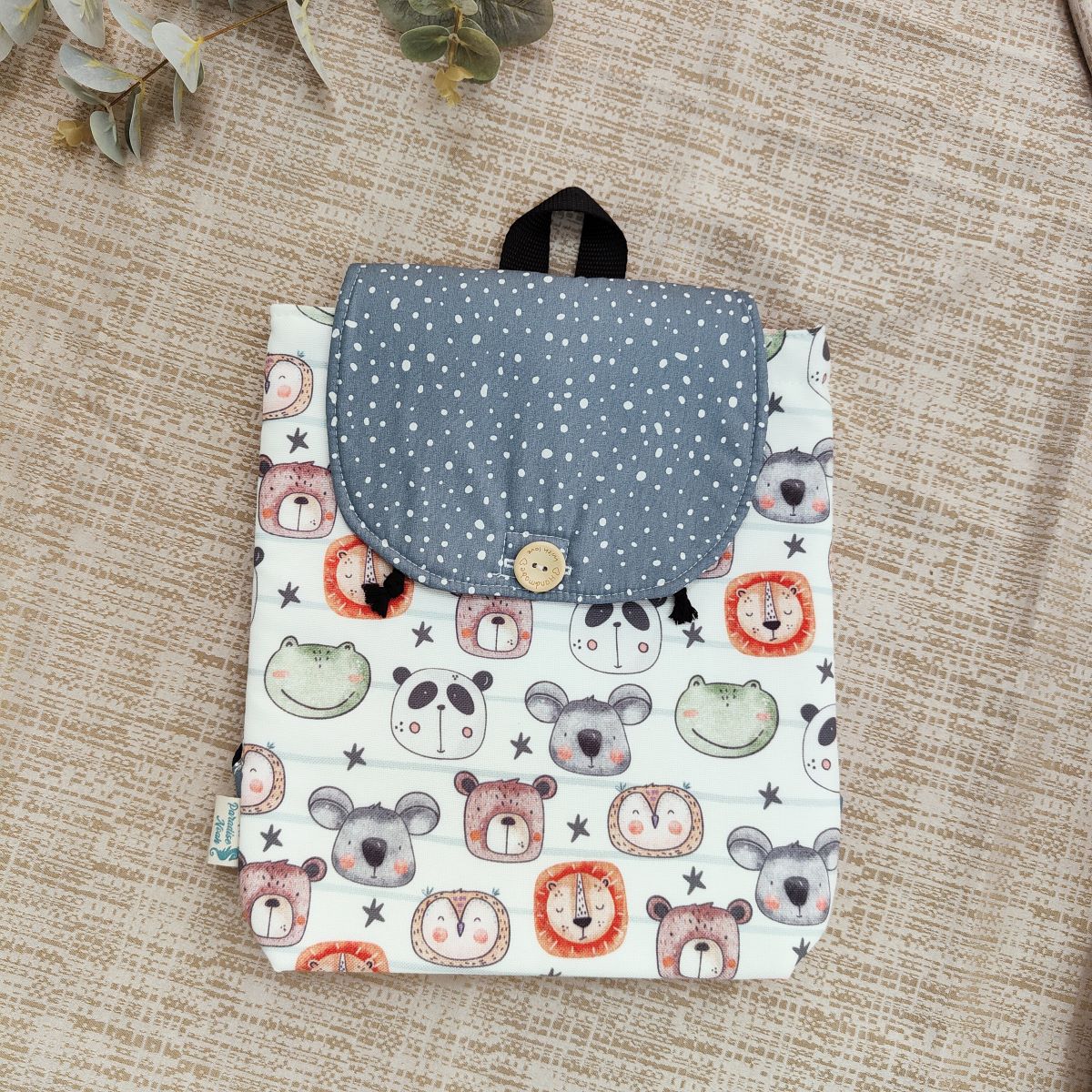 Lote De 20 Mochilas Plegables Infantiles – Diseño Animalitos, Poliéster 190T – 26 X 32 Cm – Para Cumpleaños Y Eventos
