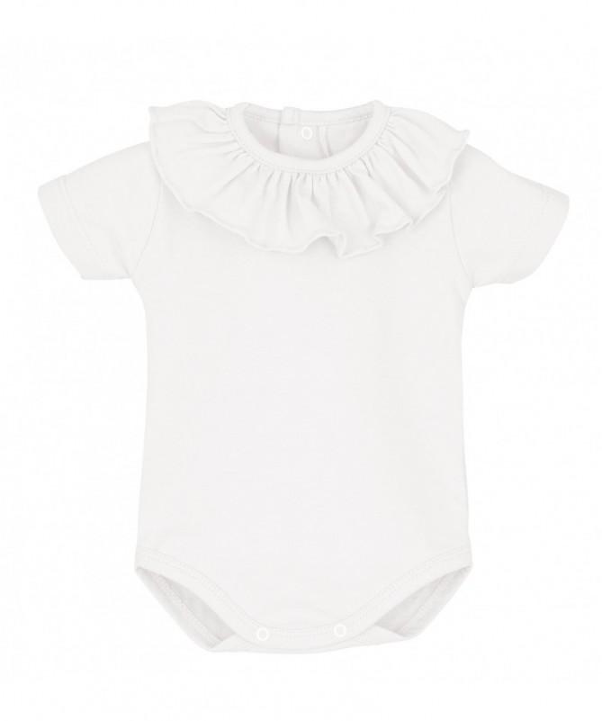Body Cuello Volante Manga Corta Blanco