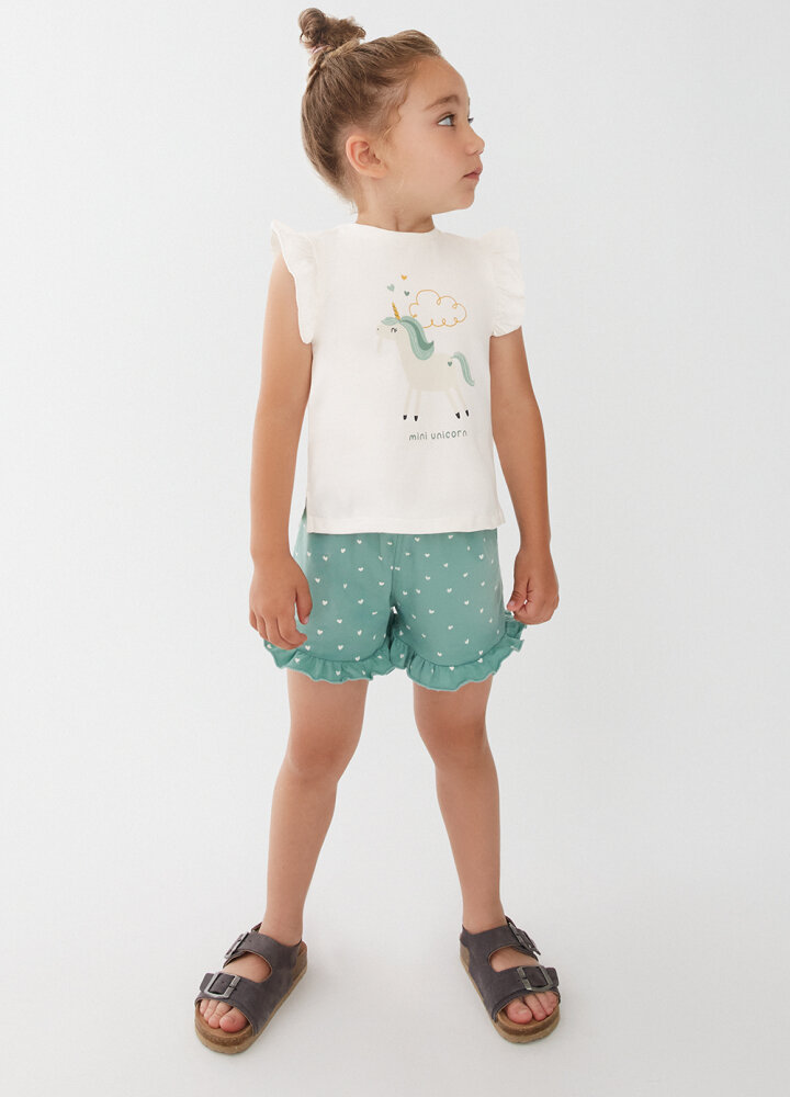 Conjunto Unicornio Verde Corazones Bebe Niña