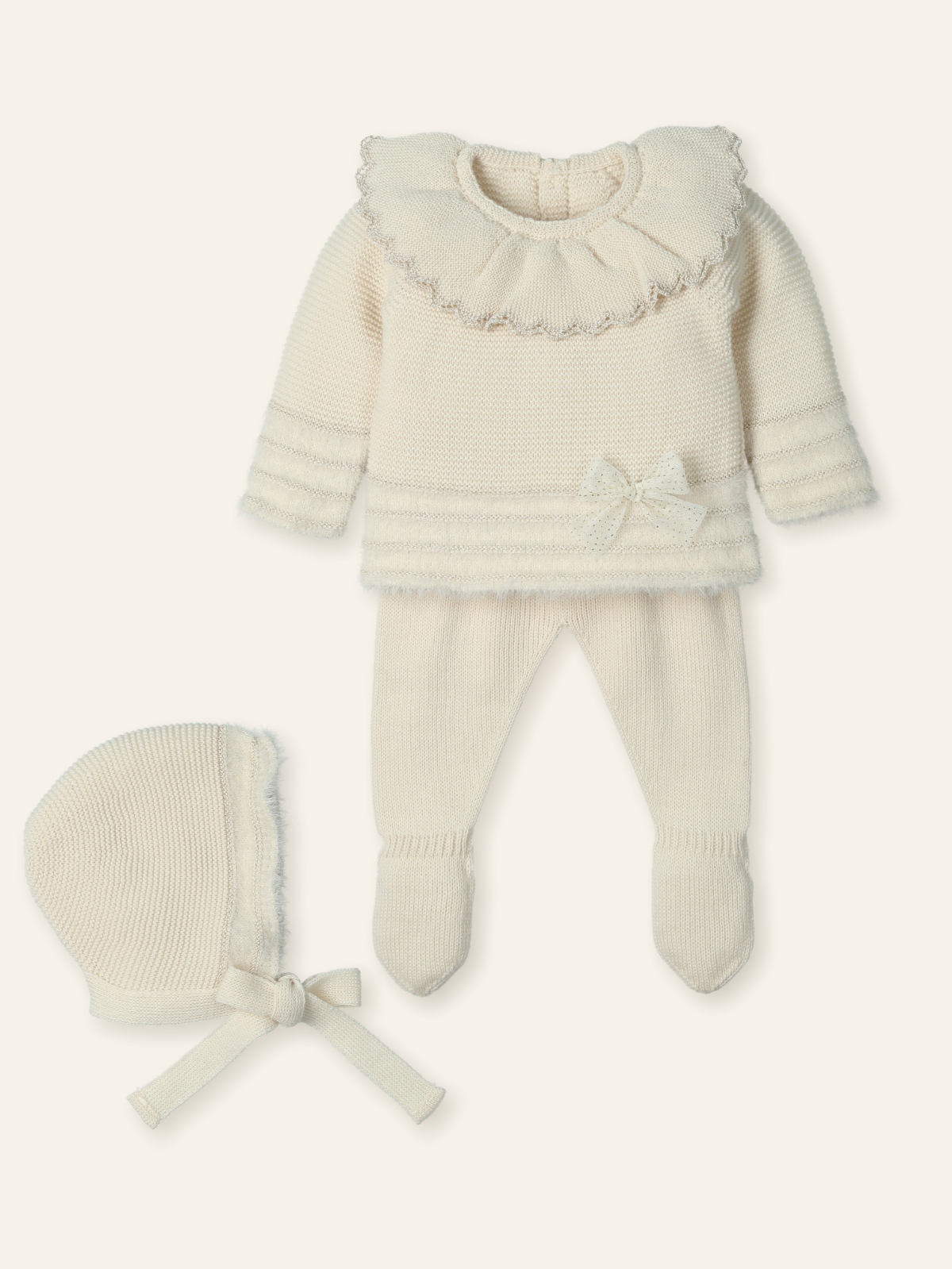 Traje 3P Canesú LUX hilatura especial FEATHER NATURAL