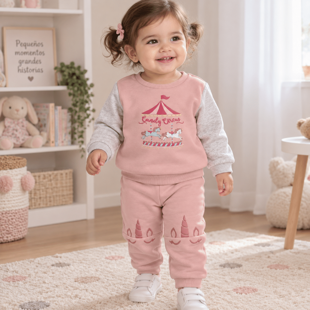 Conjunto bebé Sudadera y Jogger Candy Circus