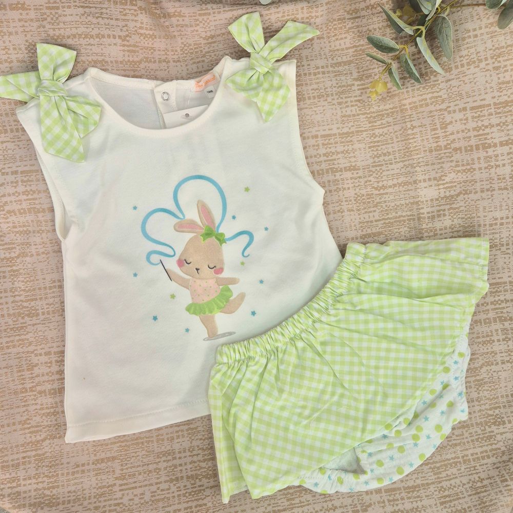 Conjunto Bebe Niña Coneja Bailarina Vichy Manzana