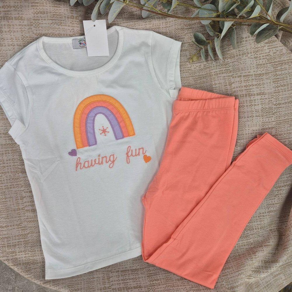 Conjunto Niña Leggins Arco Iris Coral