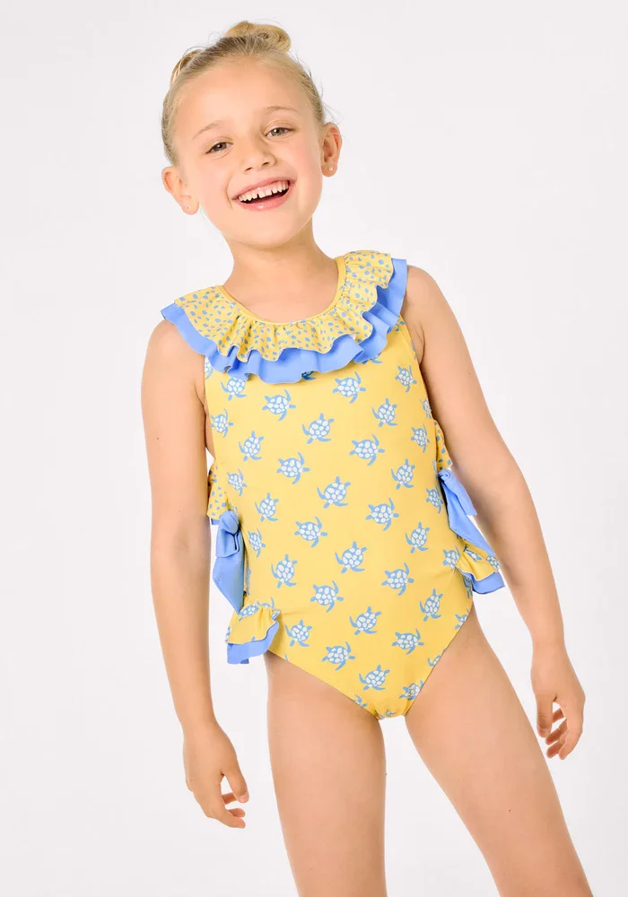 Bañador Niña Estampado Tortugas Amarillo - Ysabel Mora