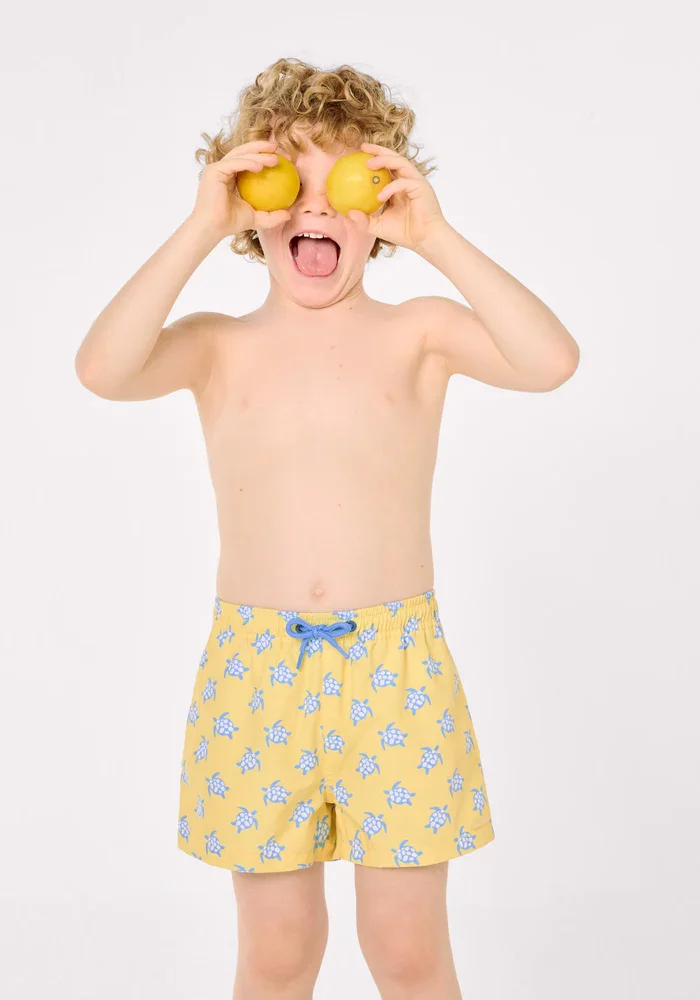 Bañador Niño Estampado Tortugas Amarillo - Ysabel Mora