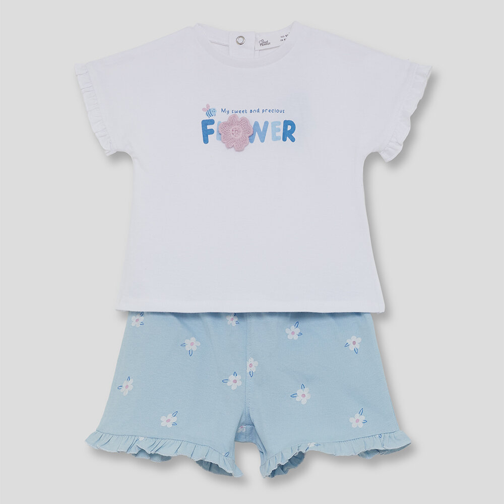 Conjunto Niña Flower Azul - Street Monkey
