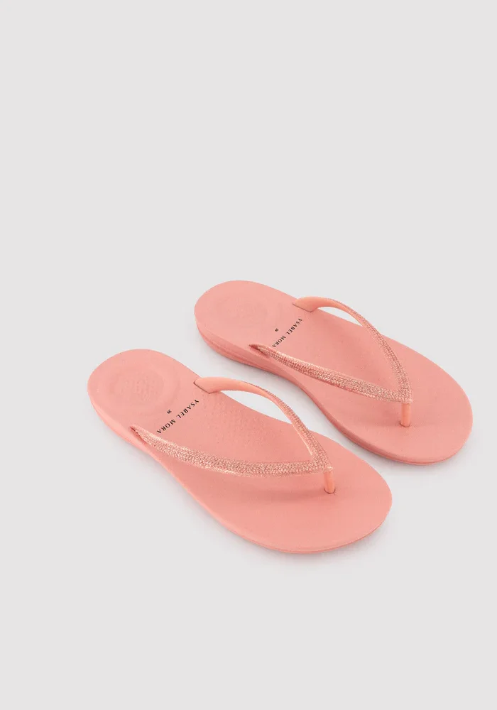 Chanclas Mujer tira brillante rosa - Ysabel Mora