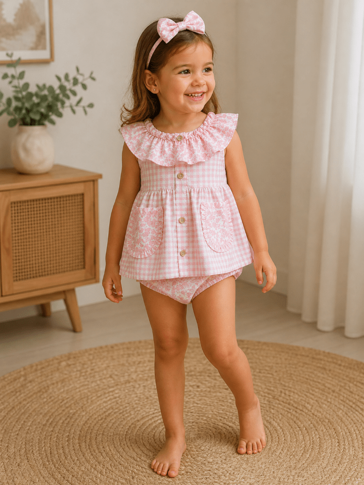 Vestido + Braga Niña Petit Vichy - Curricoca