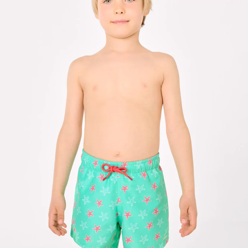 Bañador Niño Secado Rápido Estampado Estrellas de Mar Verde - Ysabel Mora
