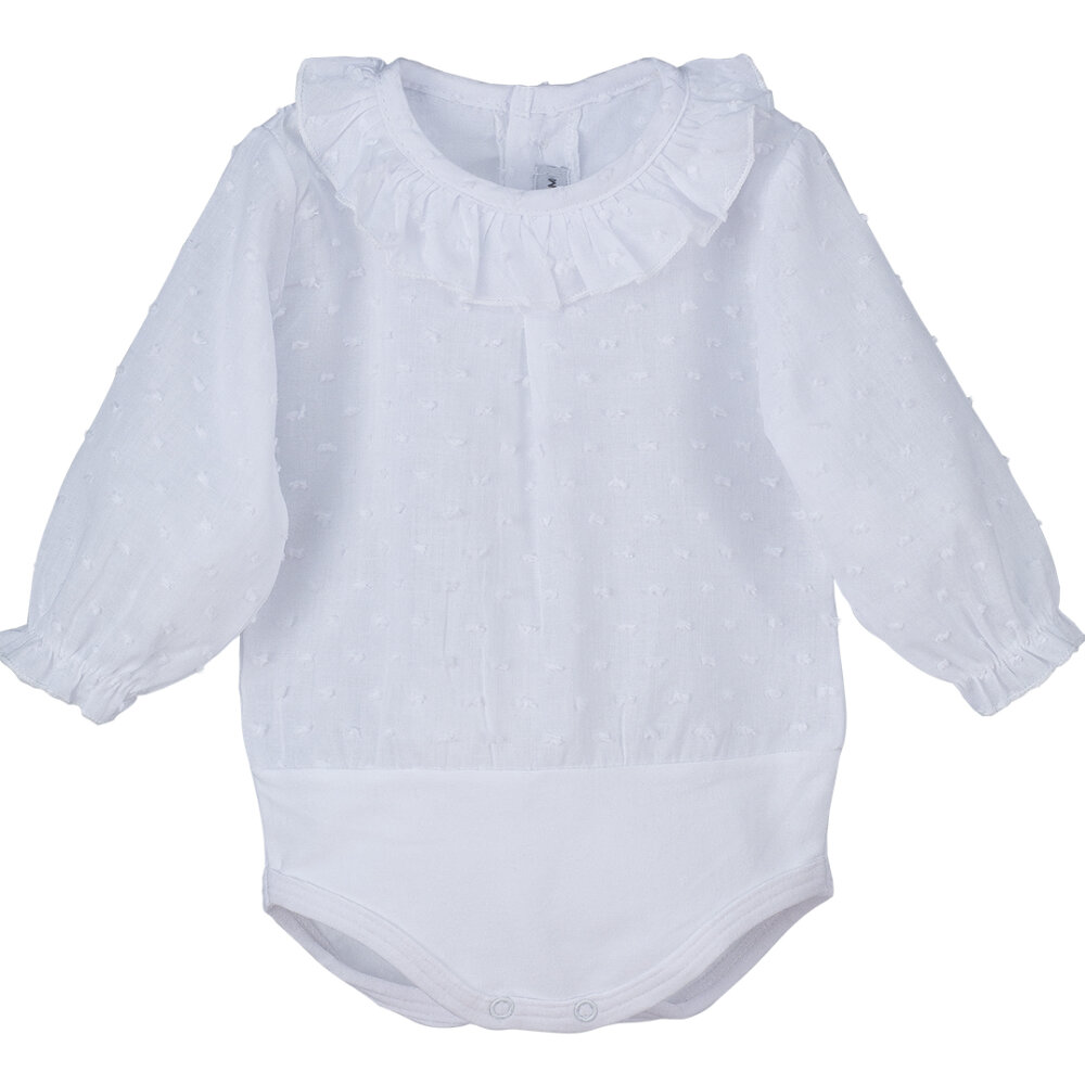 Body Camisa Plumeti Blanco Manga Larga - Calamaro