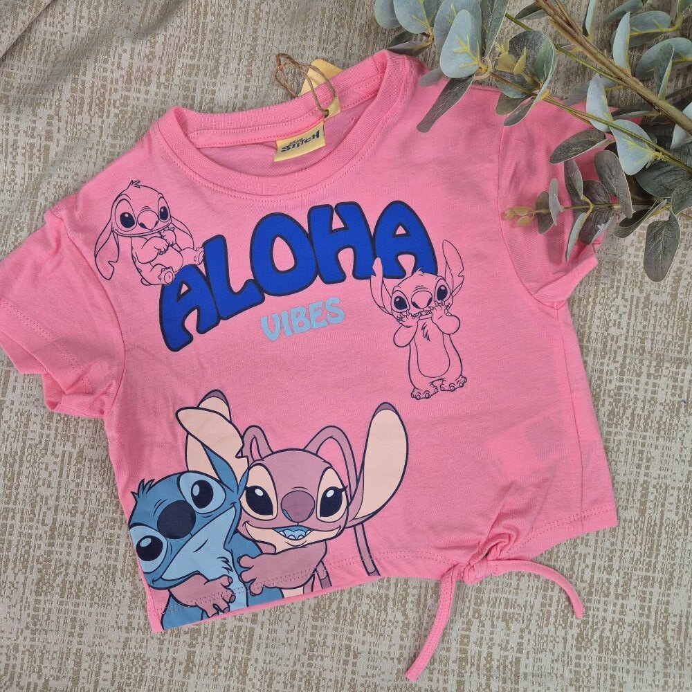 Camiseta Manga Corta Stitch Rosa