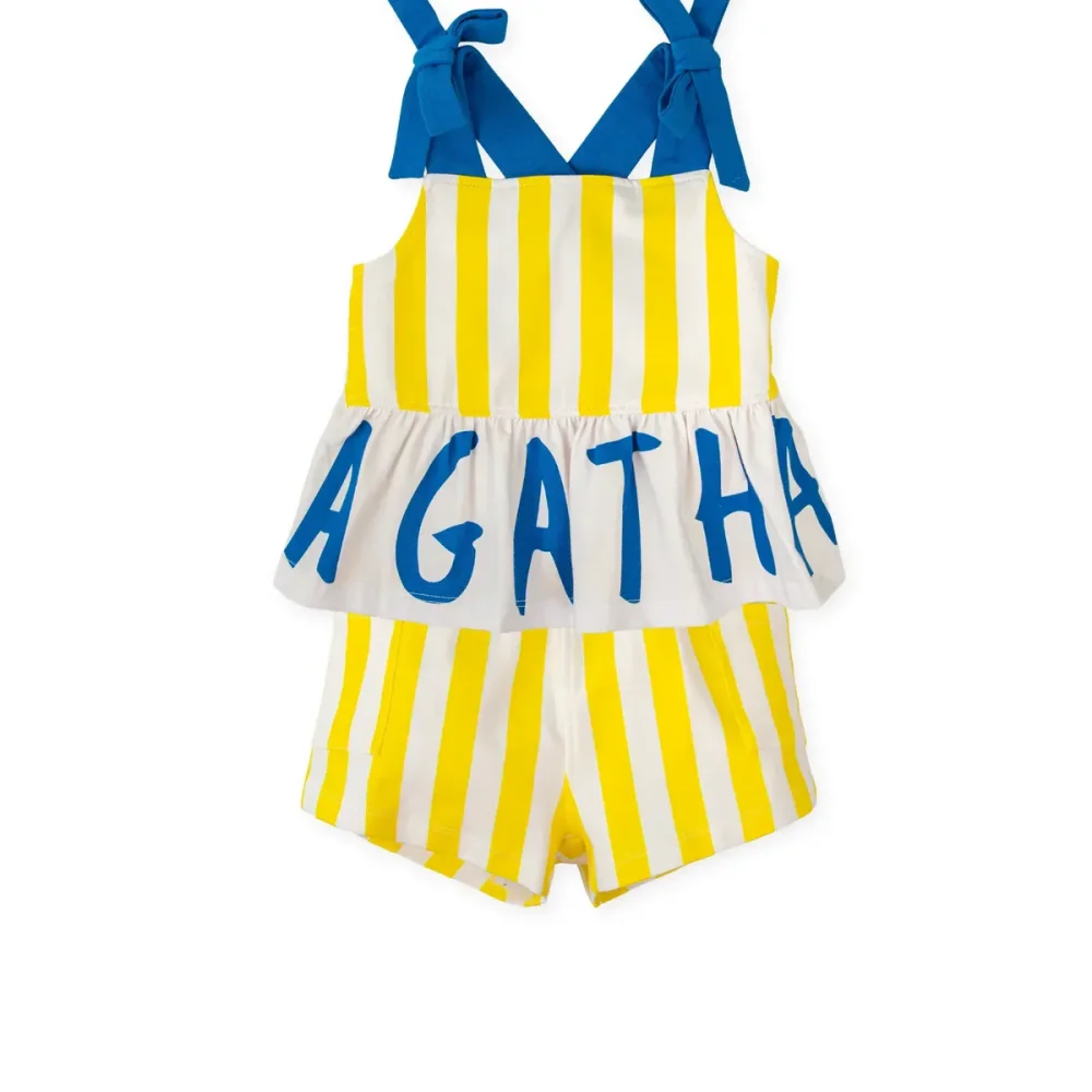 Conjunto Niña Rayas Amarillo y Azul de Agatha Ruiz de la Prada