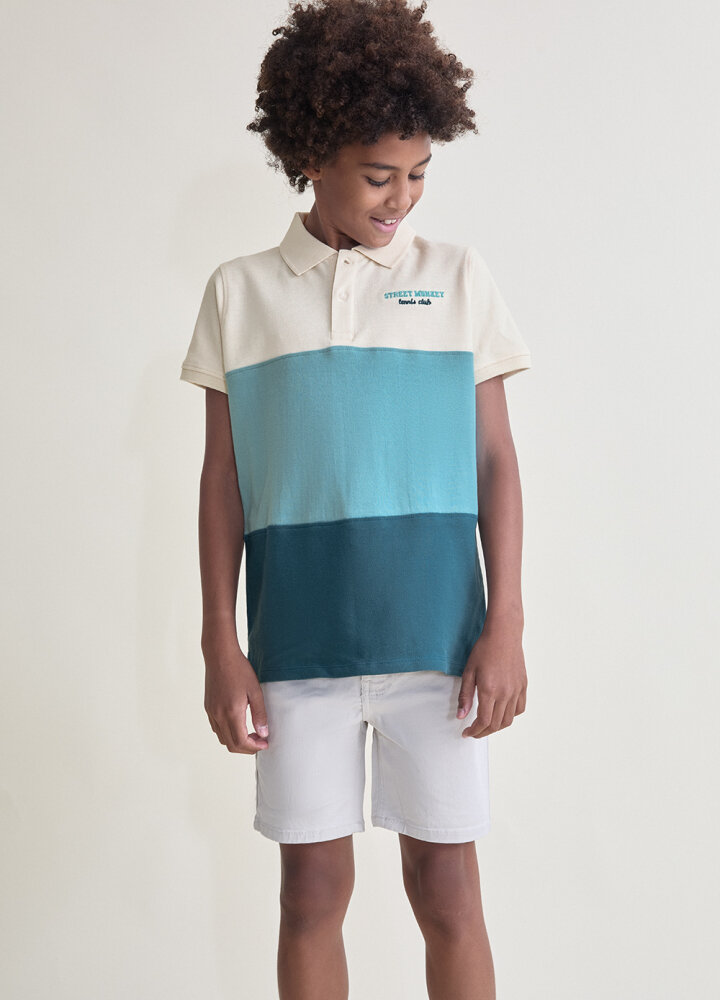 Polo Niño Tricolor Turquesa - Street Monkey