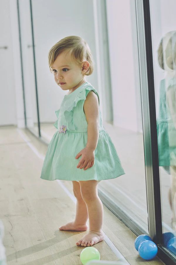 Vestido Bebe Niña Menta Flor- Ysabel Mora