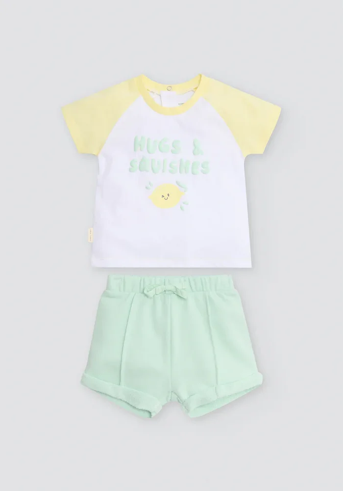 Conjunto Algodón bebe Niño manga corta Limon- Ysabel Mora