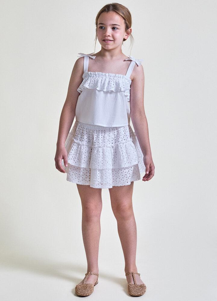 Falda Niña Blanca Troquelada - Street Monkey