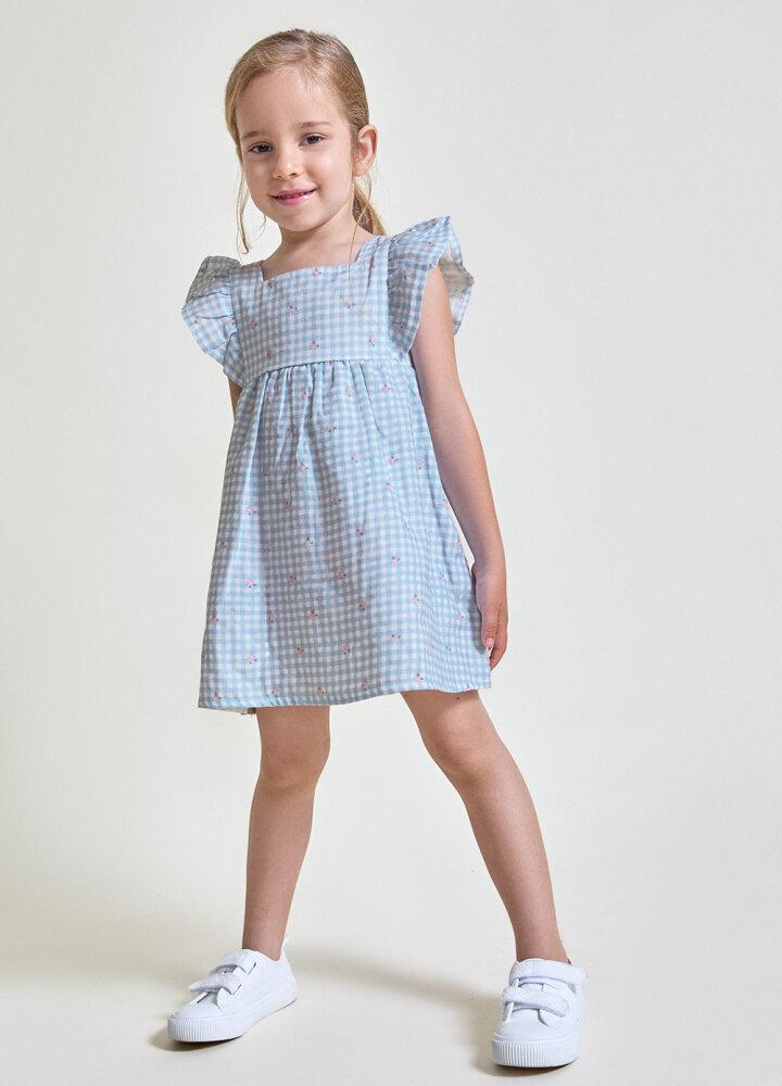 Vestido Niña Vichy Azul Flores - Street Monkey