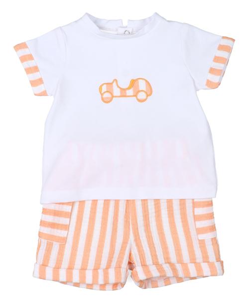 Conjunto Bermuda Niño Coche Mandarina