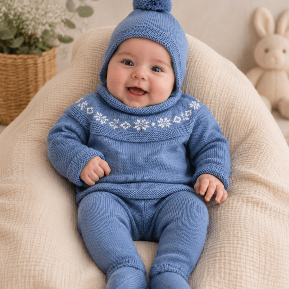 Conjunto Polaina Primera Puesta Copo Azul