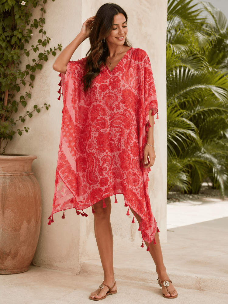 Kaftan Algodón 90X180 Talla U Rojo
