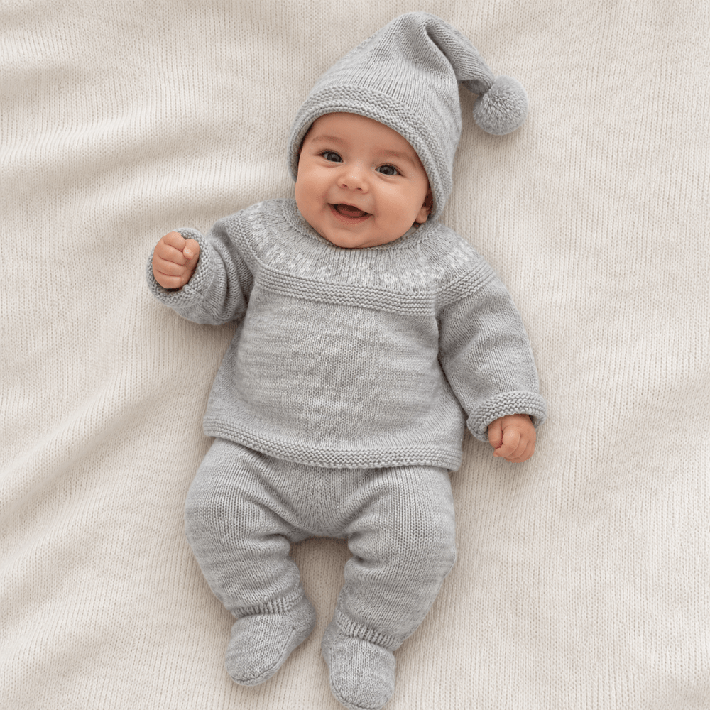 Conjunto Polaina Primera Puesta Copo Gris