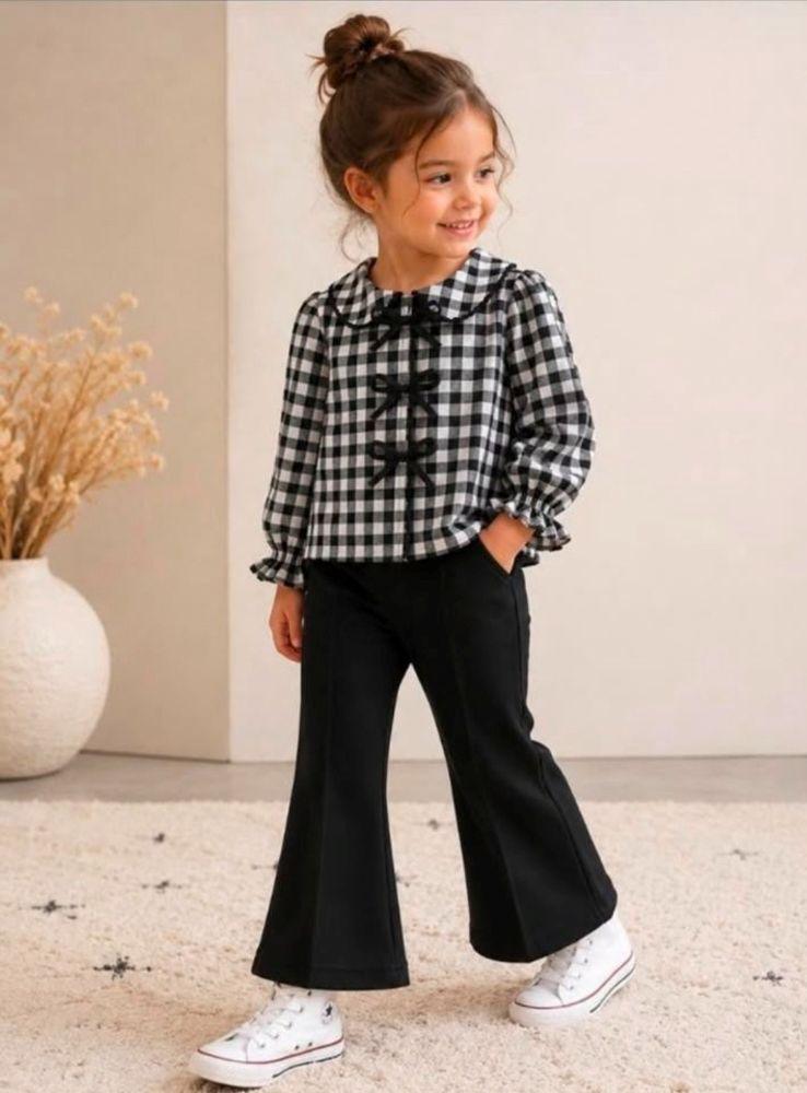 Conjunto Lazos Vichy Negro Niña