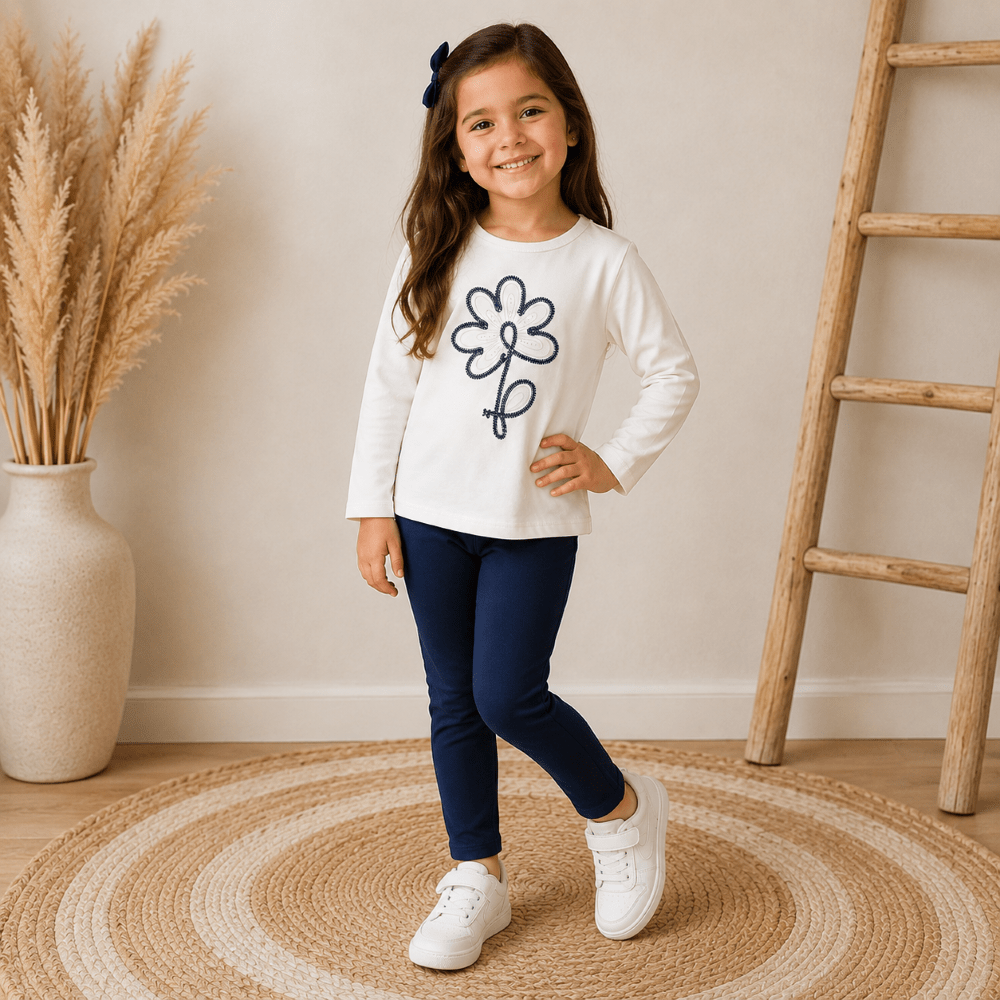 Conjunto Leggins Flor Marino Niña