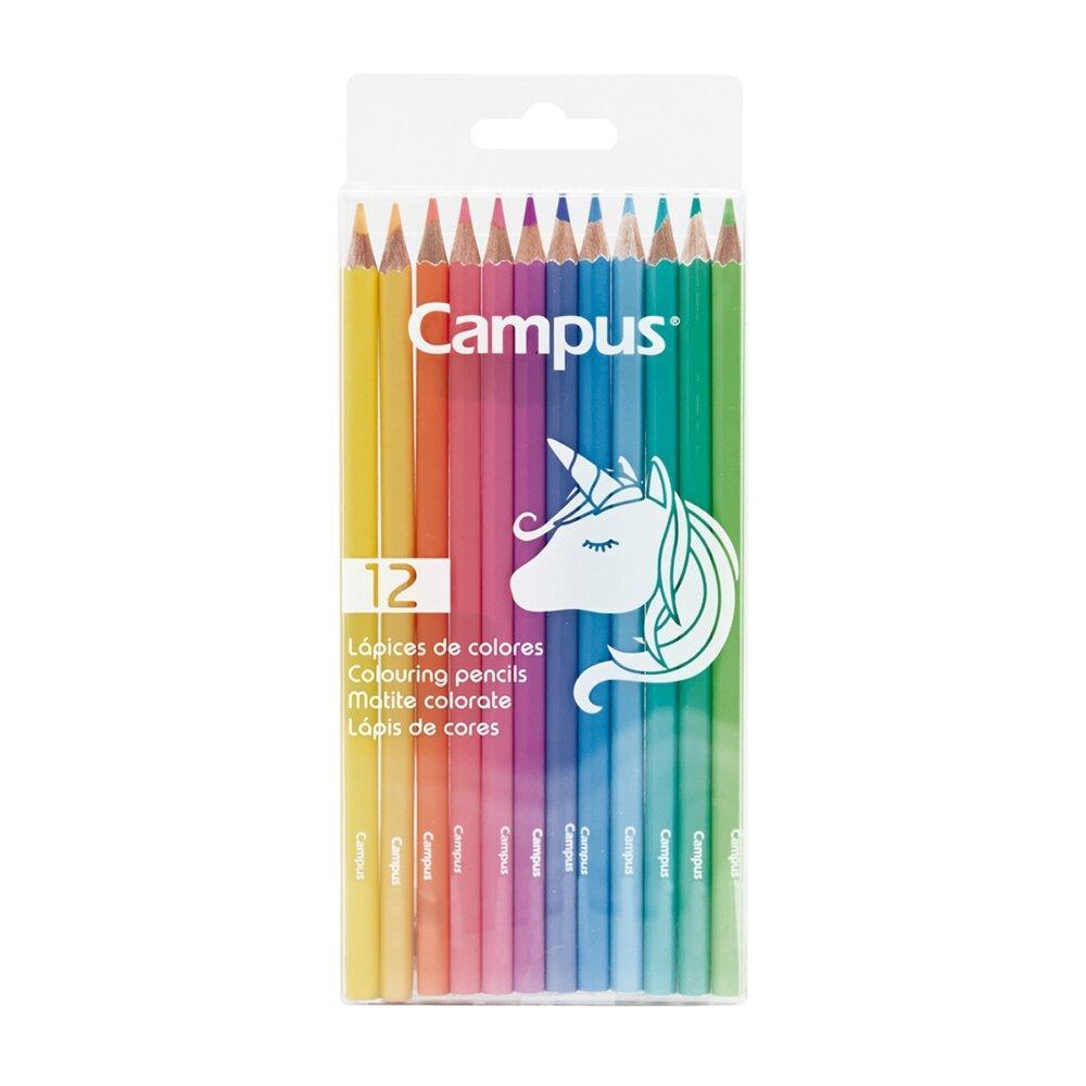 Pack 12 lápices de colores madera Campus College 12 colores pastel