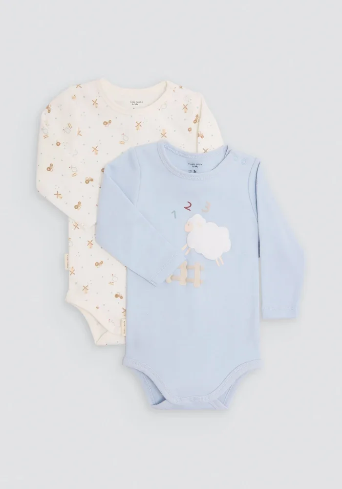 Pack 2 bodies térmicos bebé Ysabel Mora azul y estampado