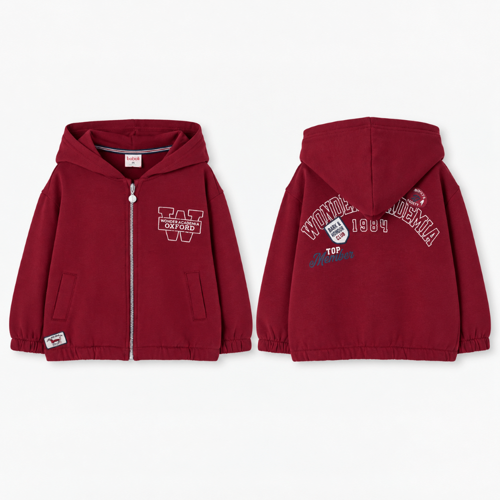 Sudadera con Capucha Niño Oxford Granate Boboli