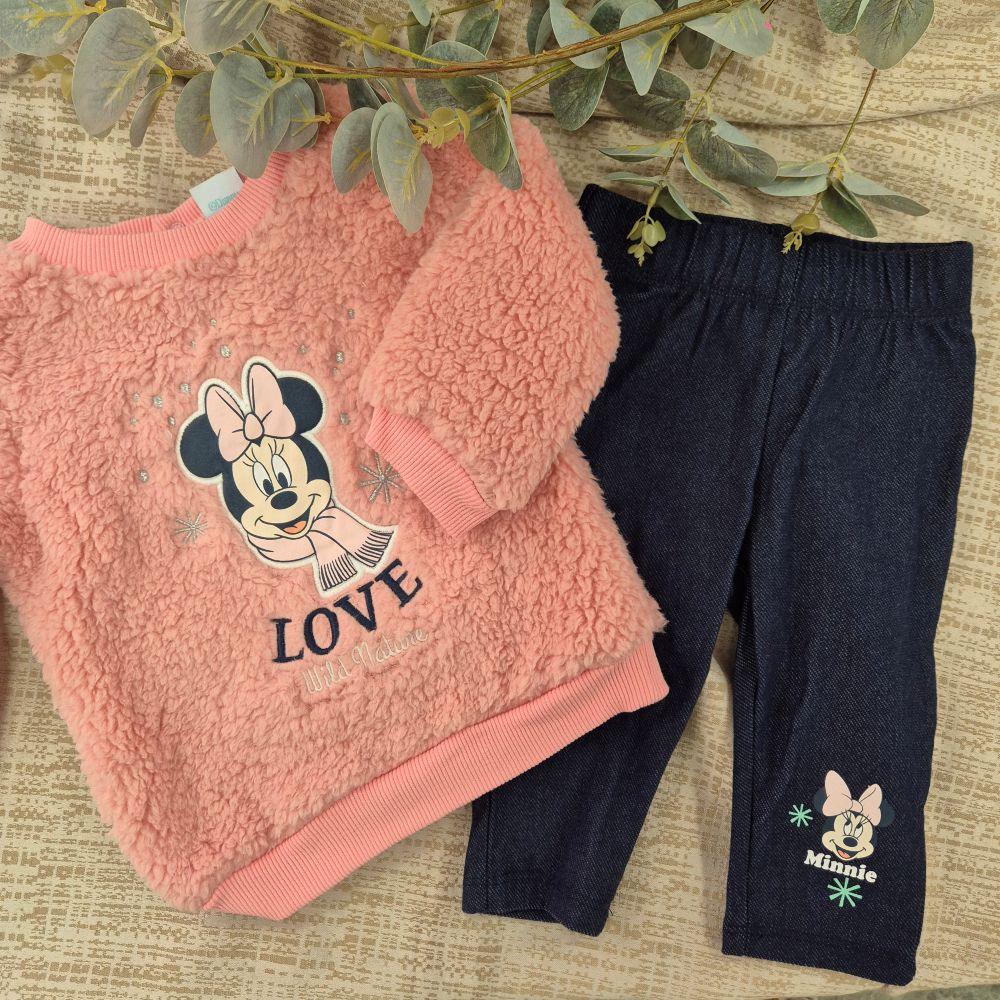 Conjunto Minnie bebé niña rosa con leggings Disney