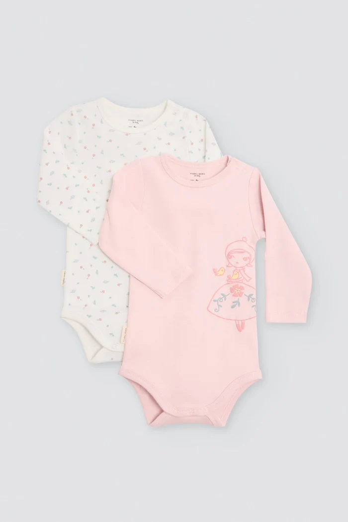 Pack 2 bodies bebé niña Ysabel Mora rosa y estampado