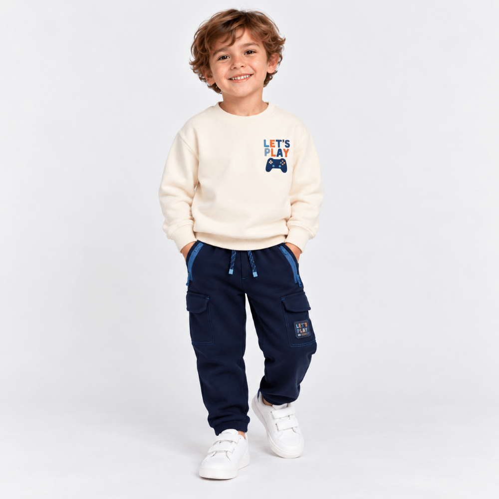 Pantalón cargo niño Boboli azul marino de felpa