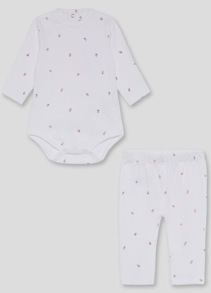 Conjunto body y polaina bebé niña blanco con fresas Street Monkey