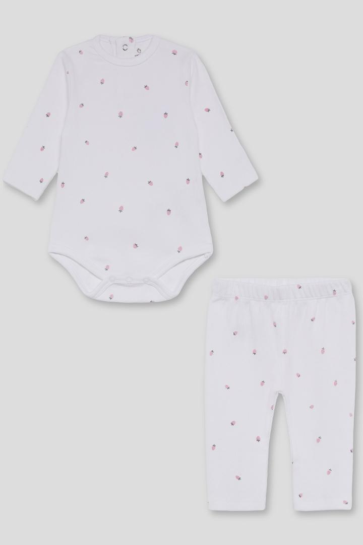 Conjunto body y polaina bebé niña blanco con fresas Street Monkey