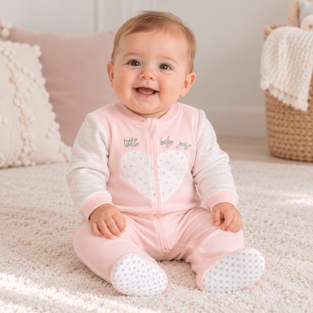 Bebé de 6 meses con pelele rosa de Ysabel Mora