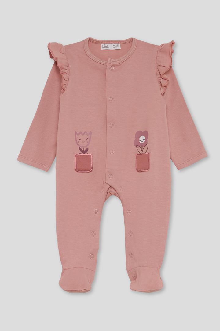 Pijama bebé niña rosa maquillaje Street Monkey con volantes y flores