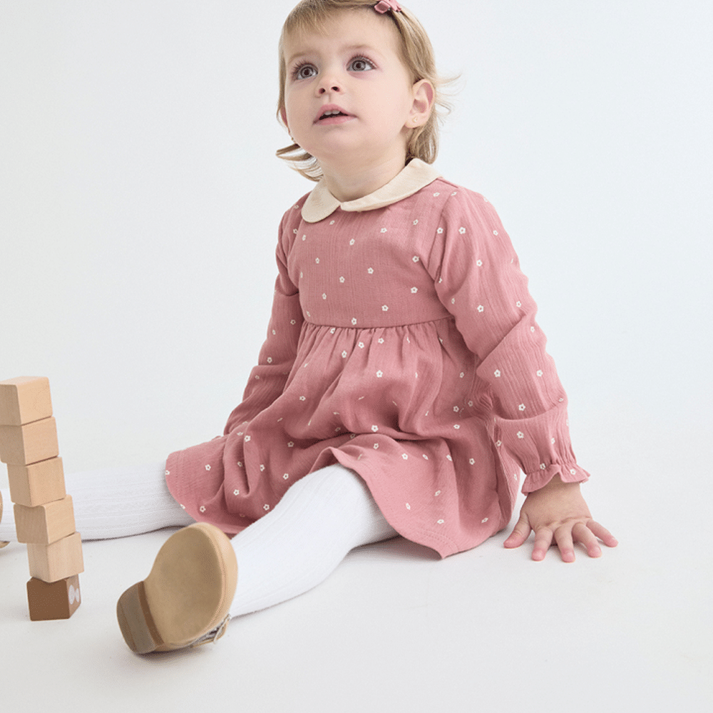 Vestido Bebé Niña Rosa Maquillaje con Flores